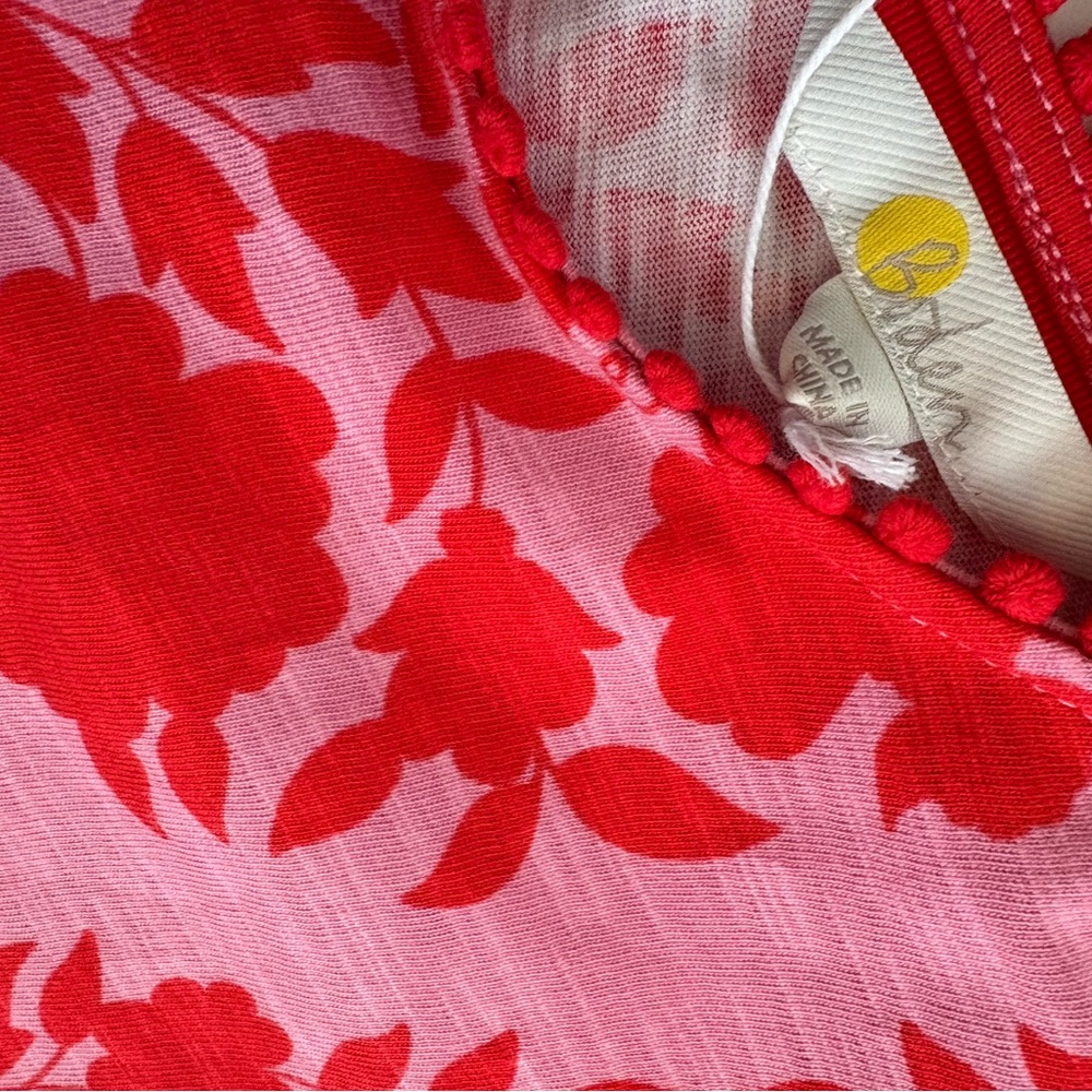 Boden Pink and Red pom Floral Shift Mini Dress - Picture 4 of 8